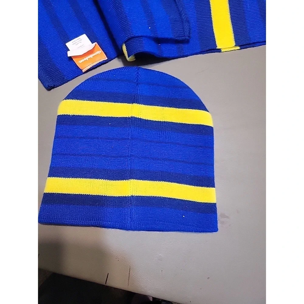 Paw Patrol‎ Top Pups Hat Scarf Set Kids One Size Blue Stripe Winter Knit